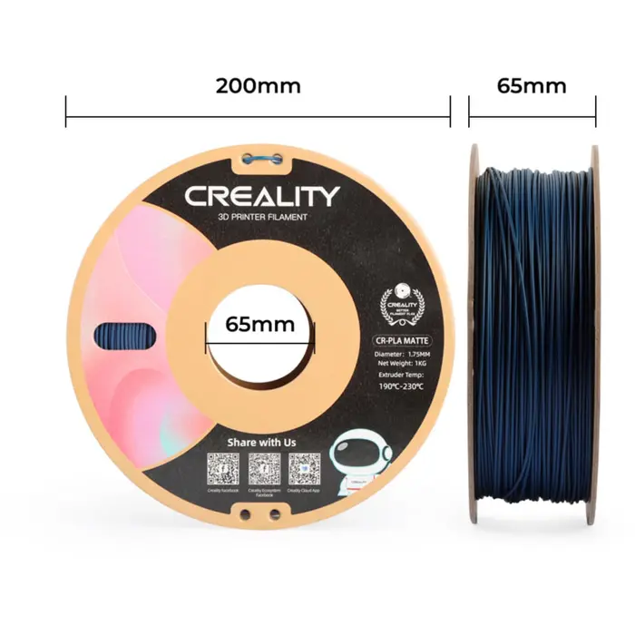 Creality CR-PLA Matte Navy Blue, 3D filament (blue, 1 kg, 1.75 mm, on roll)