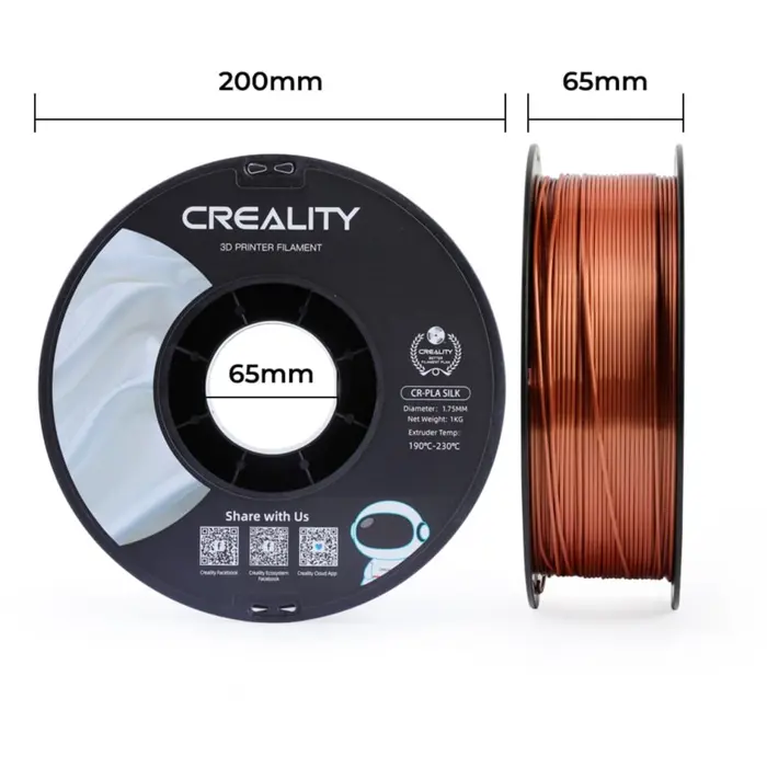 Creality CR-Silk PLA filament copper red, 3D filament (1 kg, 1.75 mm, on roll)