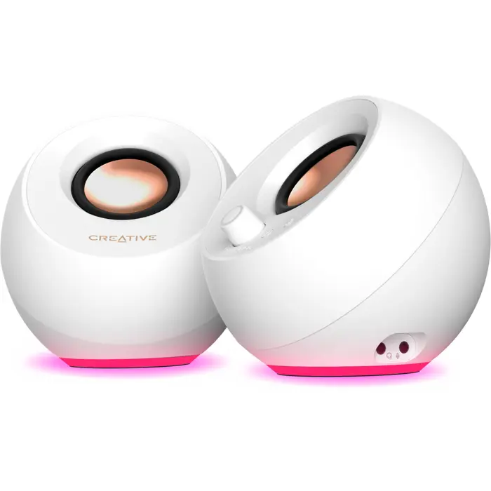 Creative Labs Pebble Pro (white, jack, USB-A/C, Bluetooth, digital amplifier, RGB lighting)