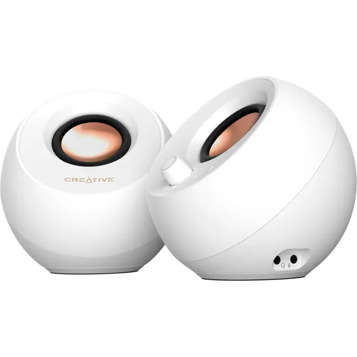 Creative Labs Pebble Pro (white, jack, USB-A/C, Bluetooth, digital amplifier, RGB lighting)