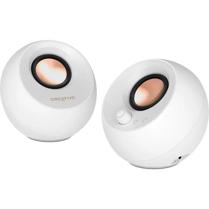 Creative Labs Pebble Pro (white, jack, USB-A/C, Bluetooth, digital amplifier, RGB lighting)