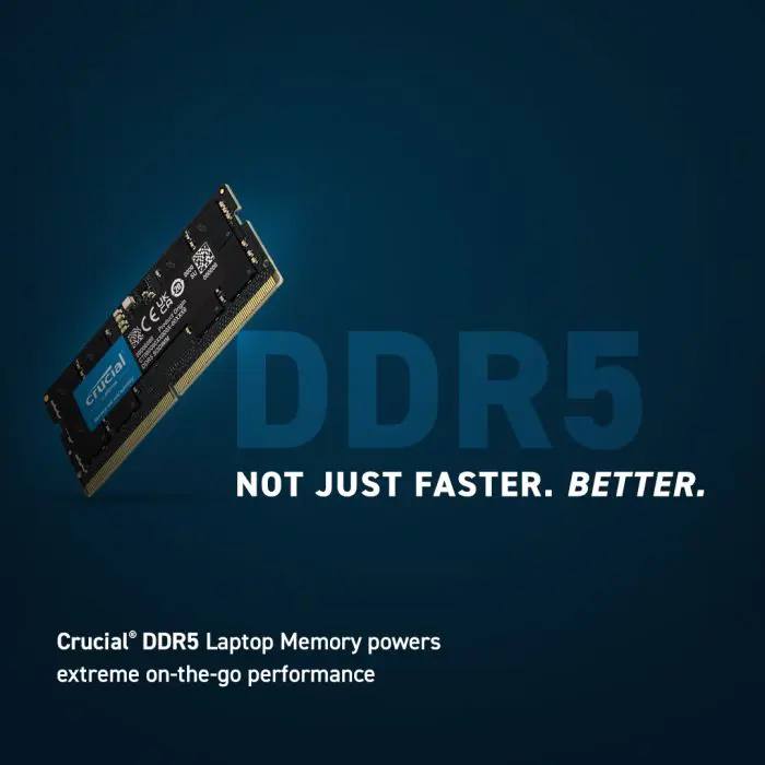 Crucial 16GB DDR5-4800 SODIMM PC5-38400 CL40, 1.1V