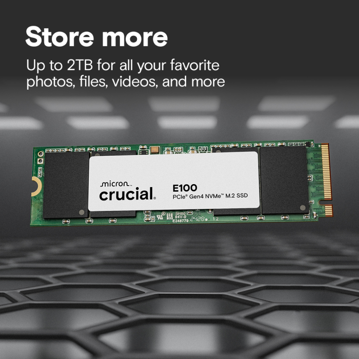 Crucial E100 480GB PCIe Gen4 NVMe 2280 M.2 SSD