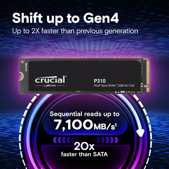 Crucial P310 1TB PCIE GEN4 NVME 2280 M.2 SSD