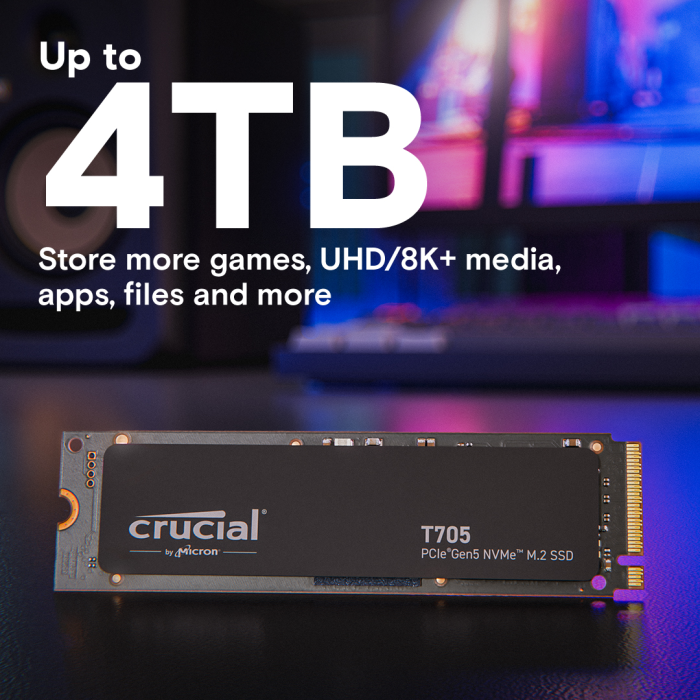Crucial T705 1TB PCIE GEN5 NVME M.2 SSD