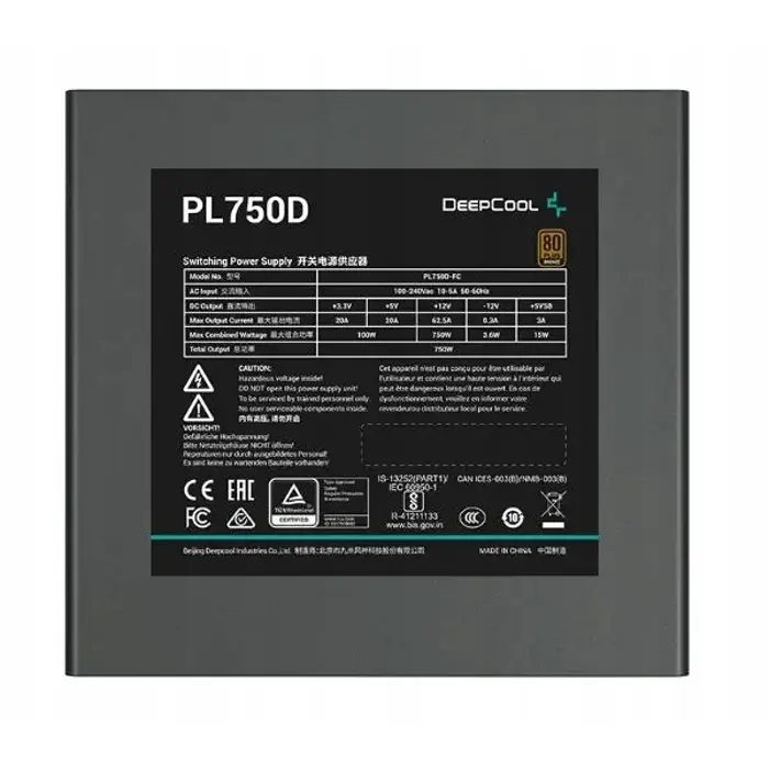 DeepCool PL750D power supply unit 750 W 20+4 pin ATX ATX Black