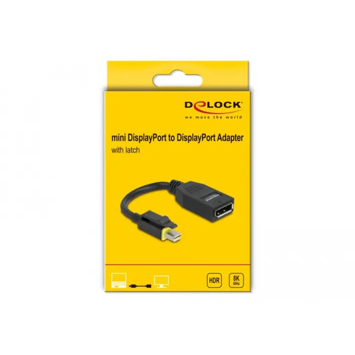 DeLOCK Adapter Mini DisplayPort 1.4 to DisplayPort (black, 15cm, with snap-in function)
