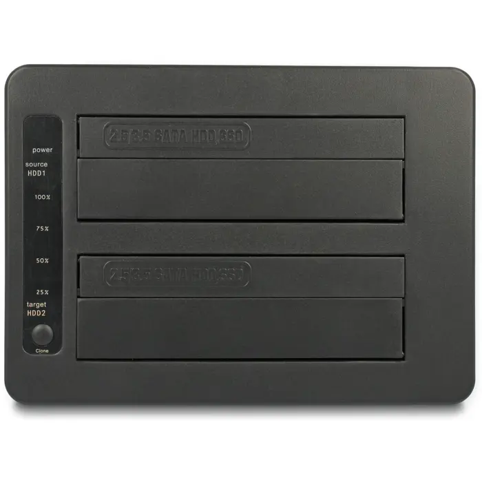 DeLOCK Dual docking station for 2 x SATA HDD / SSD (black, with clone function, card reader, USB-A)