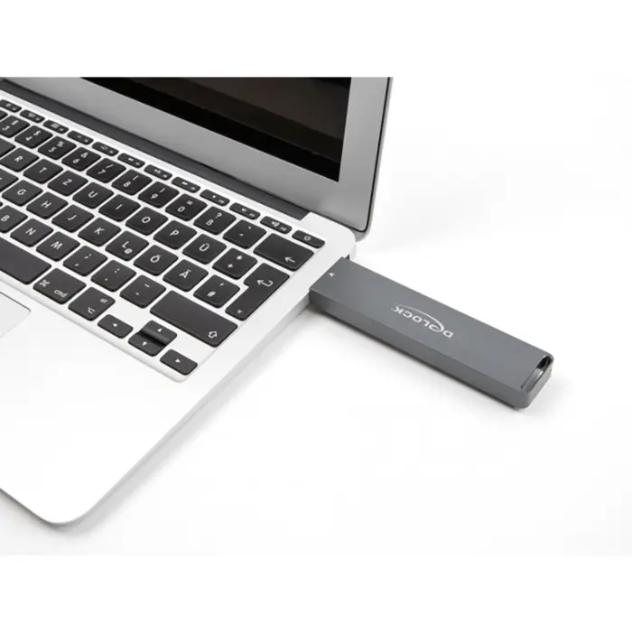 DeLOCK External Enclosure M.2 NVMe PCle SSD, SATA SSD, Drive Enclosure (grey, with USB Type A connector)
