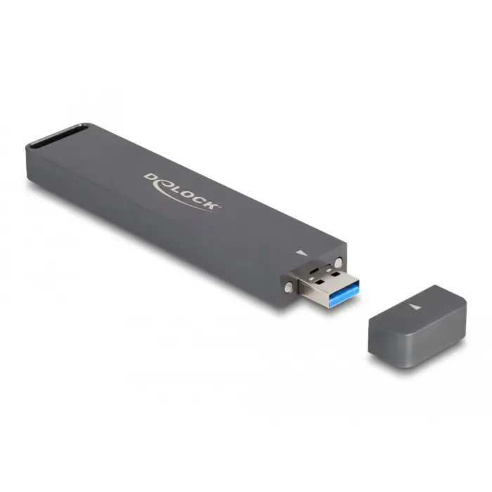 DeLOCK External Enclosure M.2 NVMe PCle SSD, SATA SSD, Drive Enclosure (grey, with USB Type A connector)