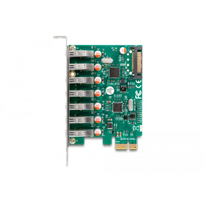 DeLOCK PCI Express x1 card for 7 x external USB 5 Gbps Type-A socket, USB controller