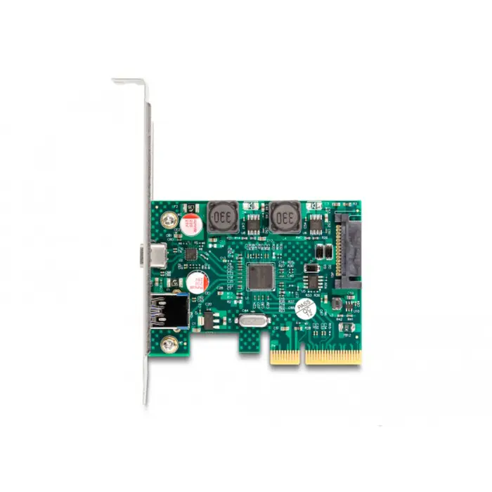 DeLOCK PCI Express x4 card for 1 x external USB 10 Gbps Type-C socket + 1 x external USB 10 Gbps Type-A socket, USB controller
