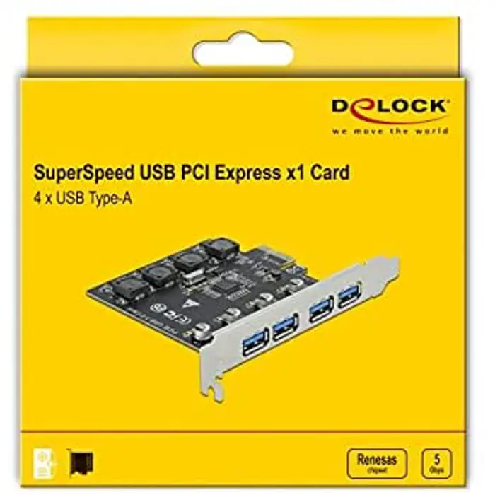 DeLOCK PCIe x1 K 4x ext USB-A BU SS USB - 90509