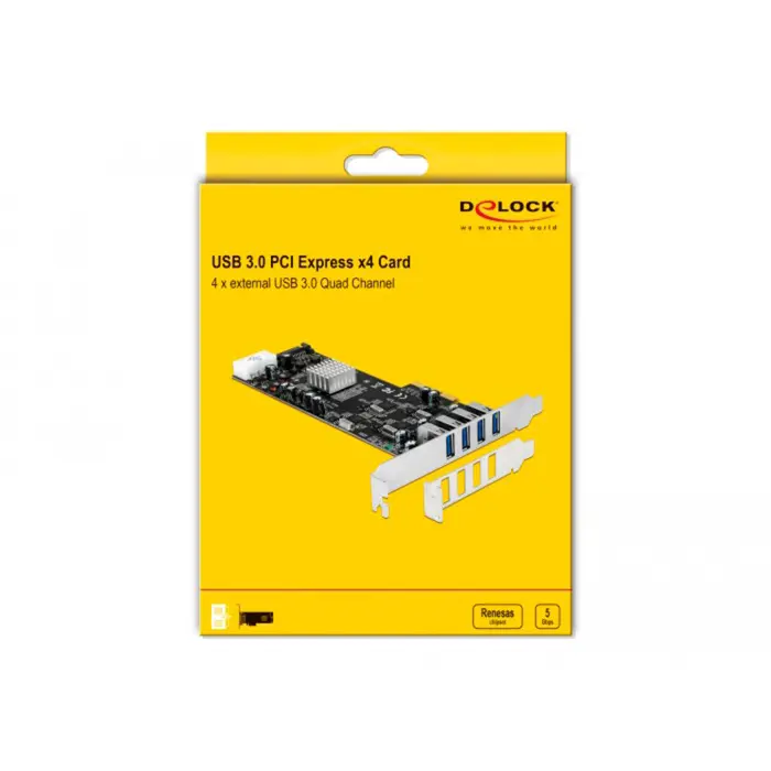 DeLOCK PCIe x4 to 4x ext. USB 3.2 Gen 1 Quad Channel (4-pin power connector)