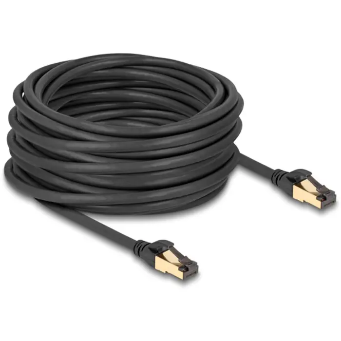 DeLOCK RJ-45 network cable Cat.6a S/FTP, with Cat.7 raw cable (black, 15 meters, 600 MHz, suitable for industrial and outdoor use)