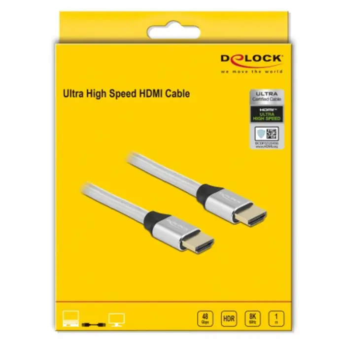 DeLOCK UHS HDMI 48Gbps 8K 60Hz 1.0m silver - 85366