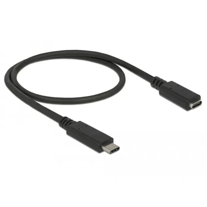 DeLOCK USB 3.2 Gen 1 extension cable, USB-C male > USB-C female (black, 0.5 meter, SuperSpeed)