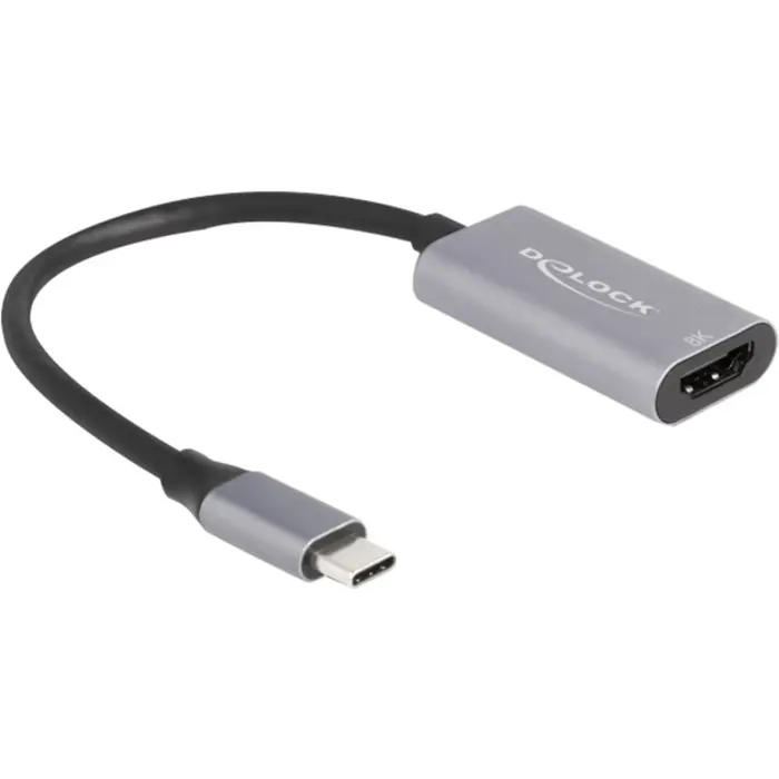 DeLOCK USB adapter, USB-C male > HDMI female 8K 30hz grey/black, 15 cm, HDR and HDCP