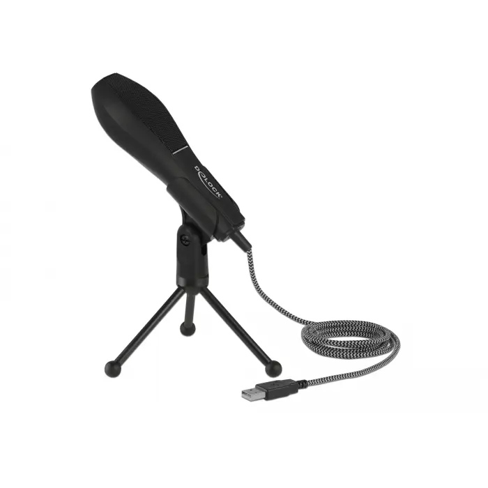 DeLOCK USB condenser microphone with table stand (black)