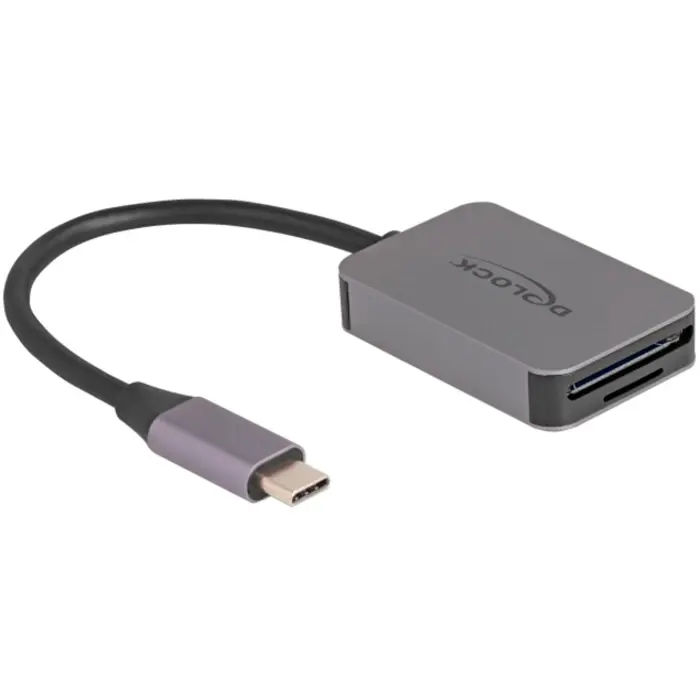 DeLOCK USB Type-C Card Reader for SD or Micro SD memory cards, grey card reader