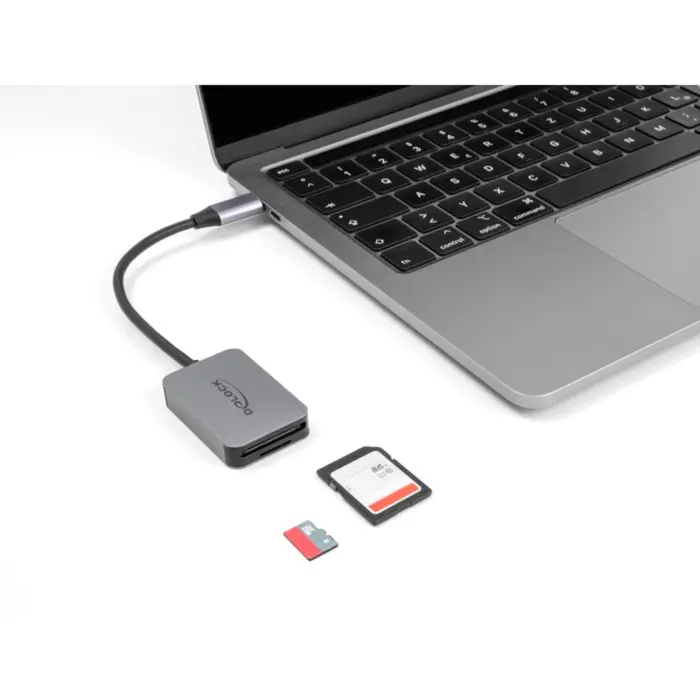 DeLOCK USB Type-C Card Reader for SD or Micro SD memory cards, grey card reader