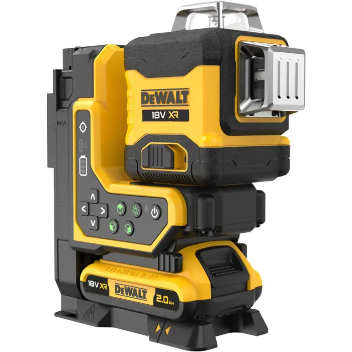 Dewalt battery-operated multi-line laser 3x360° DCLE34035D1, 18 volts, with remote control (black/yellow, with green laser lines, XR Li-ion battery 2.0 Ah, T-STAK box)