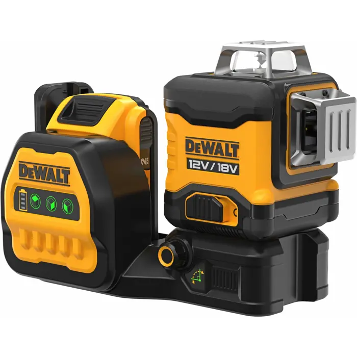 DEWALT battery-powered multi-line laser 3x360° DCE089D1G18-QW, 18 volts, cross line laser (black/yellow, with green laser lines)