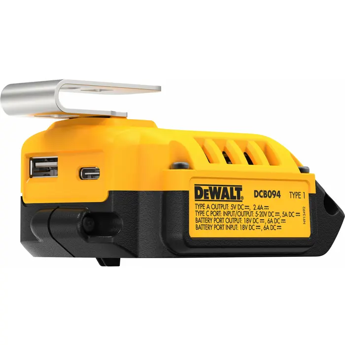 DEWALT Combination Charger DCB094K, with power bank function, black/yellow, for all 18 Volt XR and 54 Volt XR FLEXVOLT batteries