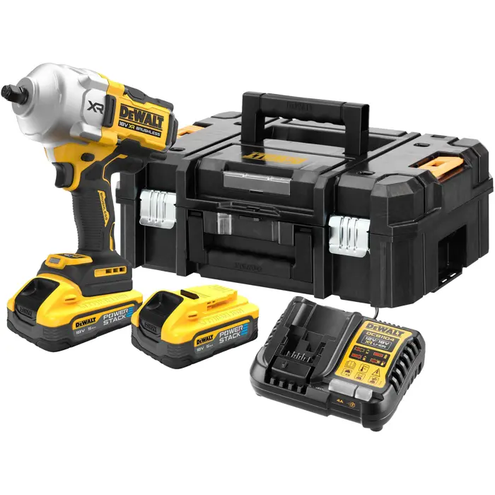 Dewalt cordless impact wrench DCF961H2T, 18Volt, 1/2" (yellow/black, 2x POWERSTACK Li-Ion battery 5Ah, in T STAK box)
