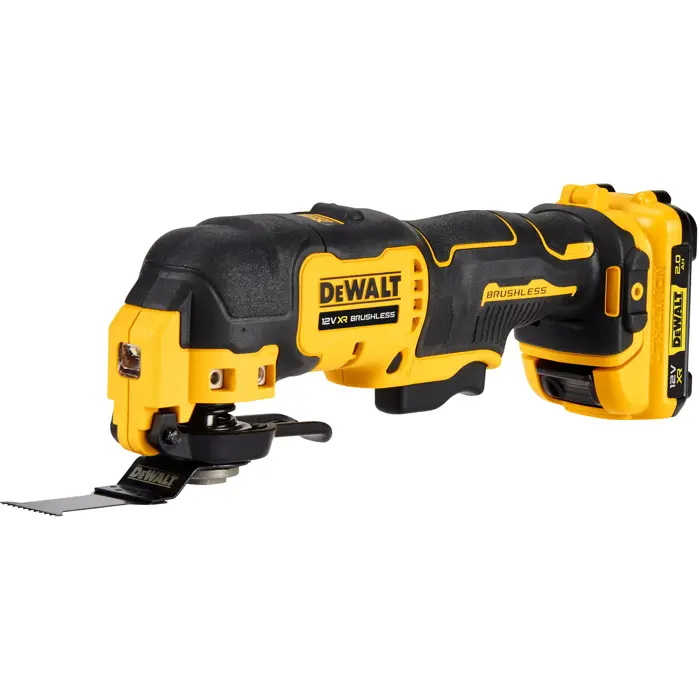 DEWALT DCS353D2 Cordless Multi-Tool, 12 Volt yellow/black, 2x Li-ion XR batteries 2.0Ah, in T STAK-Box II, 29-piece accessory set