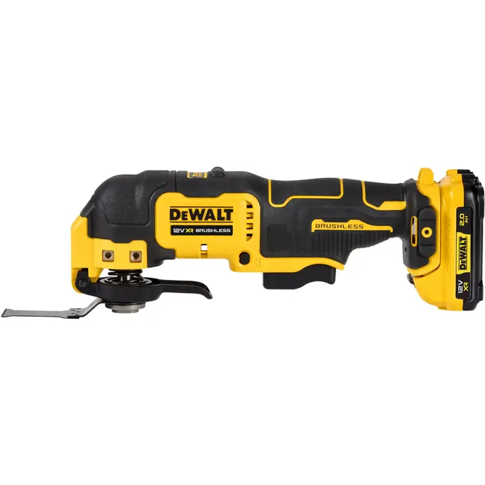 DEWALT DCS353D2 Cordless Multi-Tool, 12 Volt yellow/black, 2x Li-ion XR batteries 2.0Ah, in T STAK-Box II, 29-piece accessory set