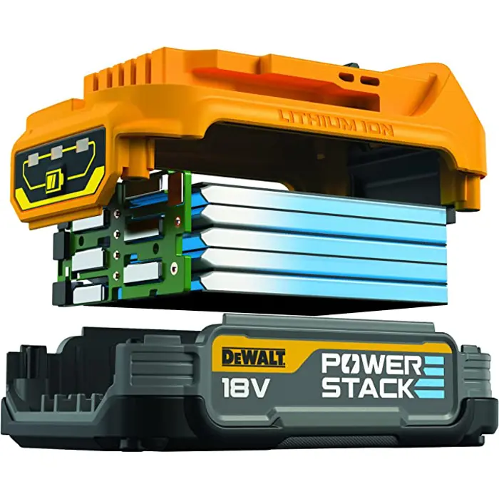 DeWALT POWERSTACK battery combo pack DCK2062E2T, 18 volts, with impact wrench, impact drill (yellow/black, 2x POWERSTACK Li-Ion battery 1.7 Ah, in T STAK Box II)