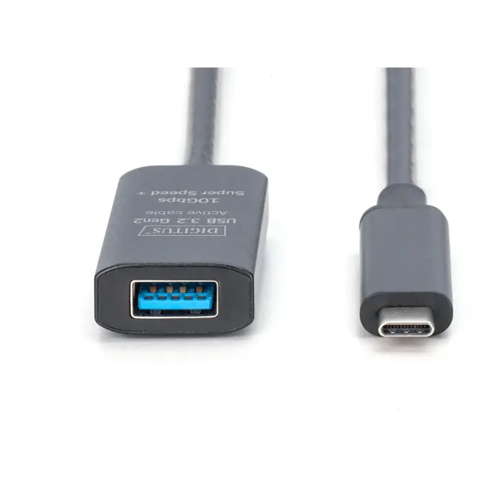 Digitus Active USB 3.2 Gen 2 extension cable, USB-C male > USB-A female (black, 5 meters, repeater cable)