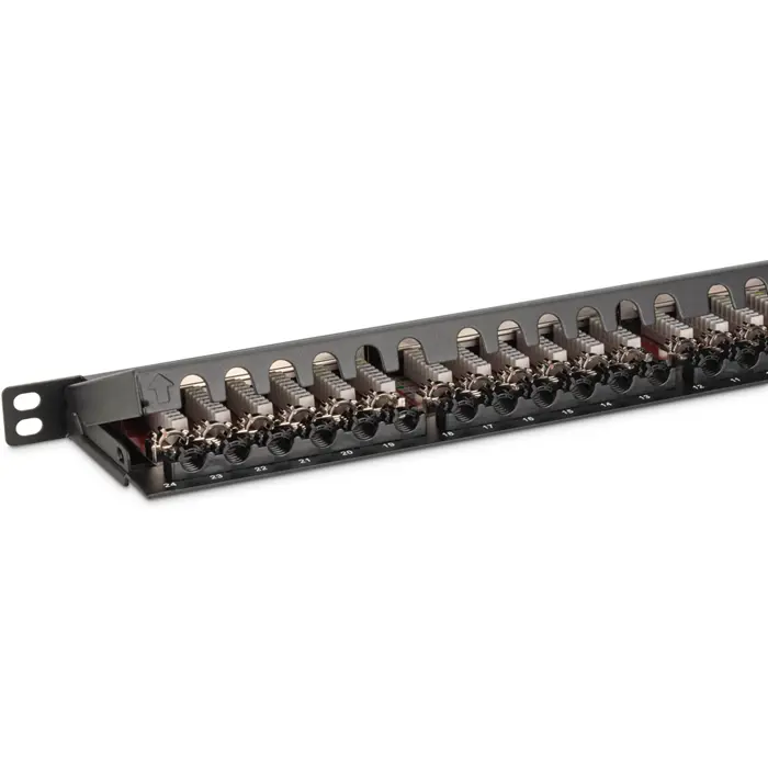 Digitus CAT 6A, Class EA High Density Patch Panel, 24 Port (black, 0.5 U, shielded)