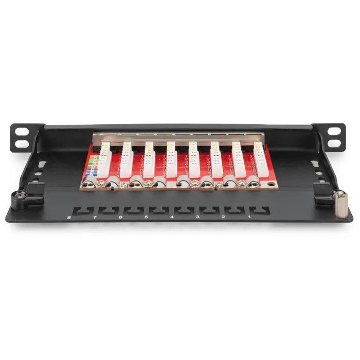 Digitus CAT 6A, Class EA Slim Patch Panel, 8 Port (black, 0.5 U, shielded)