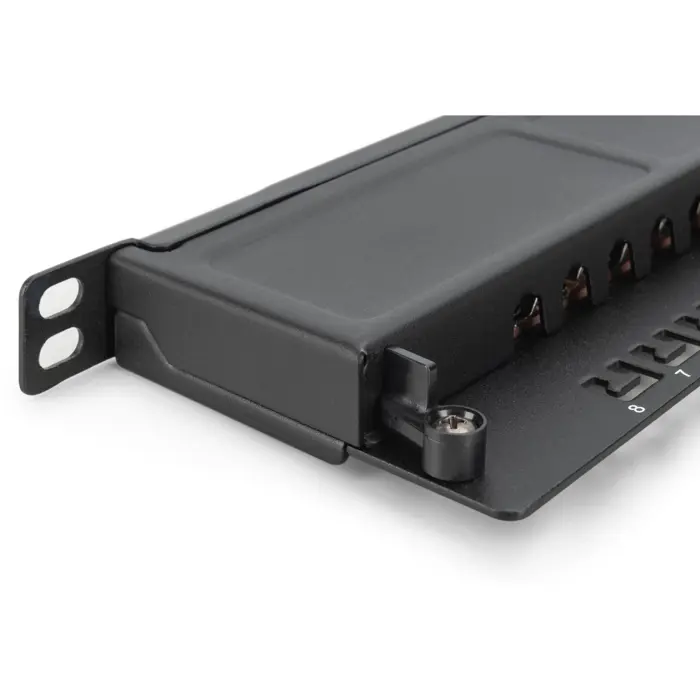Digitus CAT 6A, Class EA Slim Patch Panel, 8 Port (black, 0.5 U, shielded)