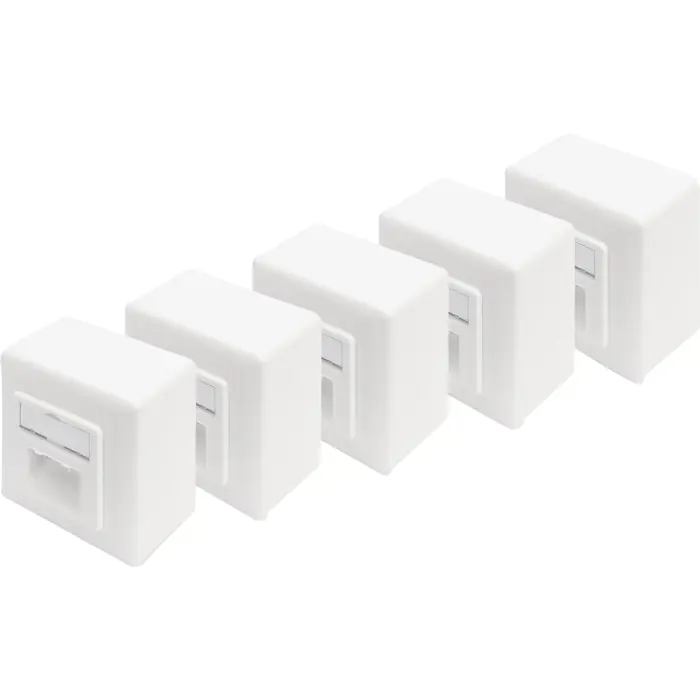 Digitus CAT.6A data connection socket, surface-mounted, shielded, 2x RJ-45 LSA (white, 5 pieces, class E)