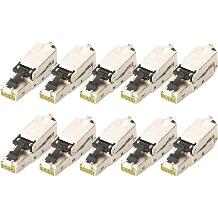 Digitus CAT.6a field plug STP dust cap/kink protection, pack of 10 (silver)