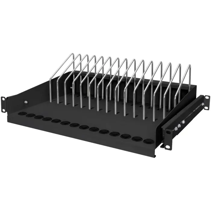 Digitus extendable shelf for tablets, notebooks (black, 1 height unit)
