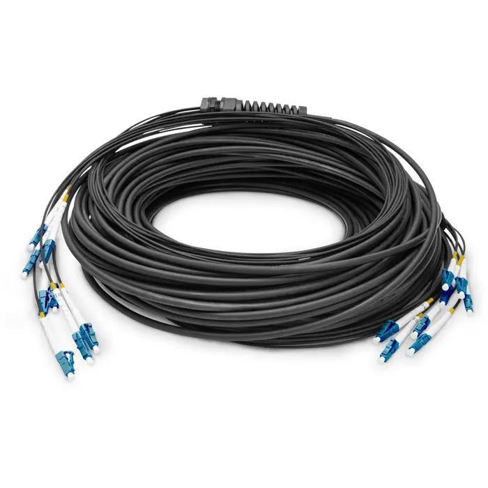 Digitus fiber optic universal breakout cable, duplex, LC/UPC connector, single mode OS2 (black, 100 meters, pre-assembled)