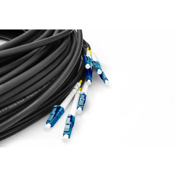Digitus fiber optic universal breakout cable, duplex, LC/UPC connector, single mode OS2 (black, 50 meters, pre-assembled)