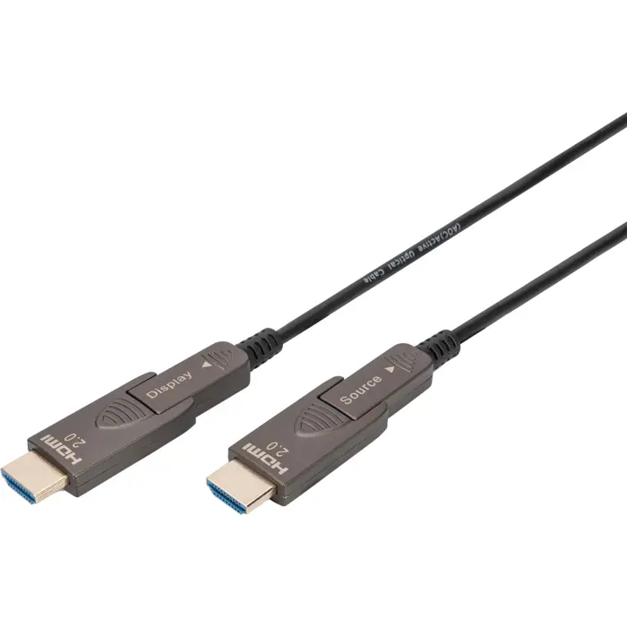 Digitus HDMI / Micro HDMI AOC hybrid fiber optic cable, UHD 4K (black, 15 meters, removable plugs)
