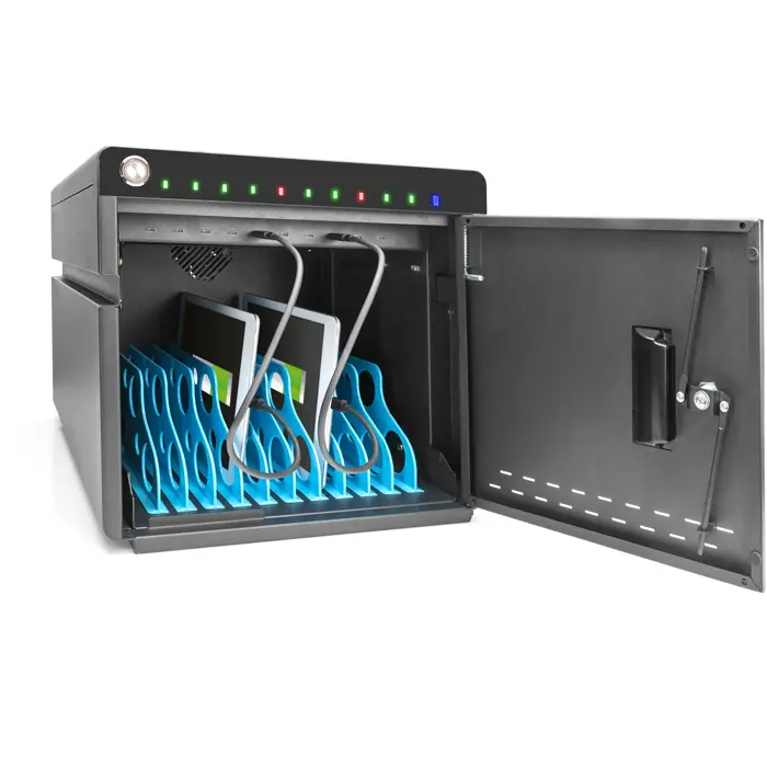Digitus Mobile Desktop Charging Cabinet, 10 charging stations, for tablets up to 14" (black, incl. USB-C, fan, UV-C lamps)