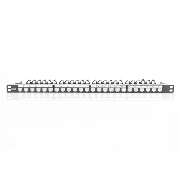 Digitus Modular High Density Patch Panel, 24-Port, Rack Mount (black, 0.5 U, for Keystone Modules, with Labeling Field)