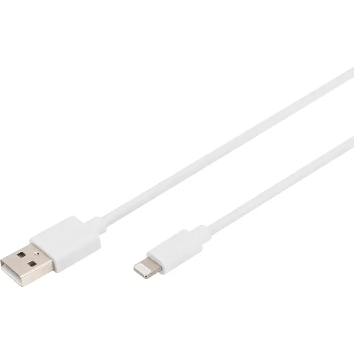 Digitus USB 2.0 data/charging cable USB-A > Lightning, MFI certified (white, 2 meters, PD, charging with up to 12 watts)
