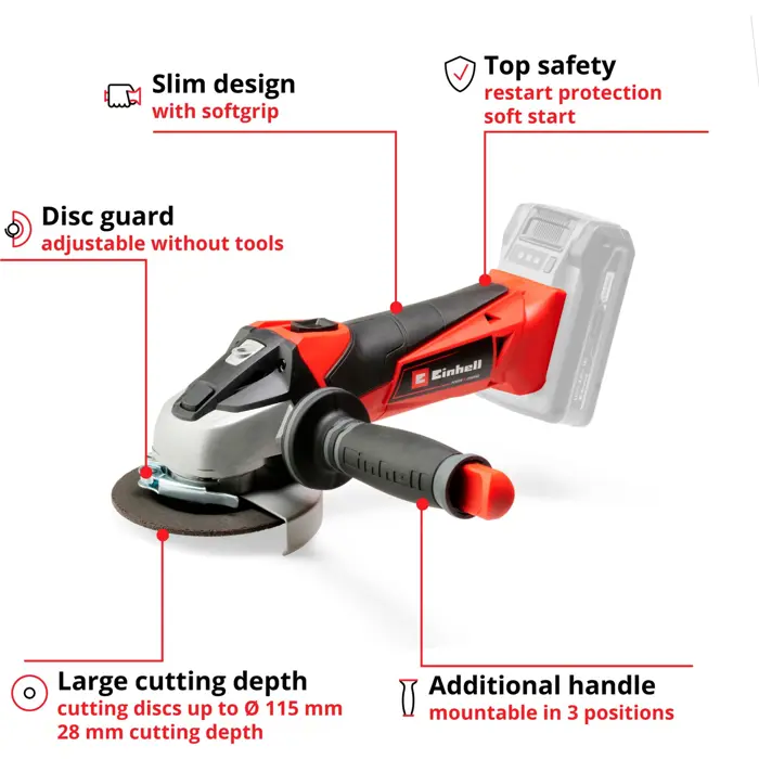 Einhell Angle TE-AG 18 Li Solo red