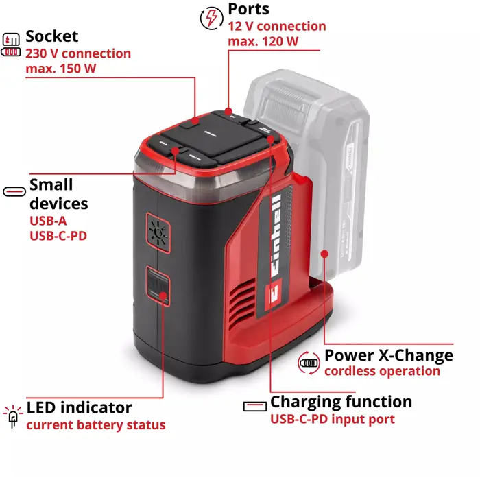 Einhell battery energy station TE-ES 18/150/1 Li-C-Solo (black/red)