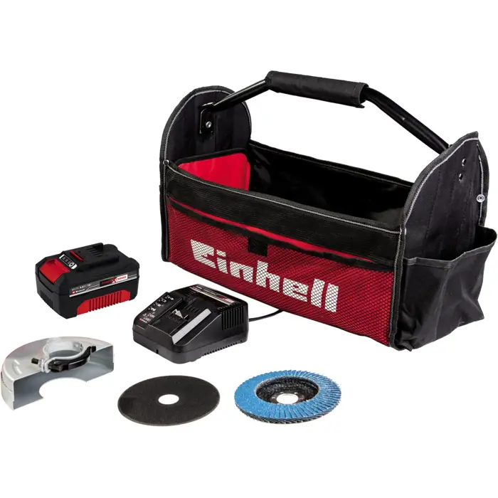 Einhell cordless angle grinder TC-AG 18/115 Li Kit, 18V (red/black, Li-Ion battery 4.0Ah)