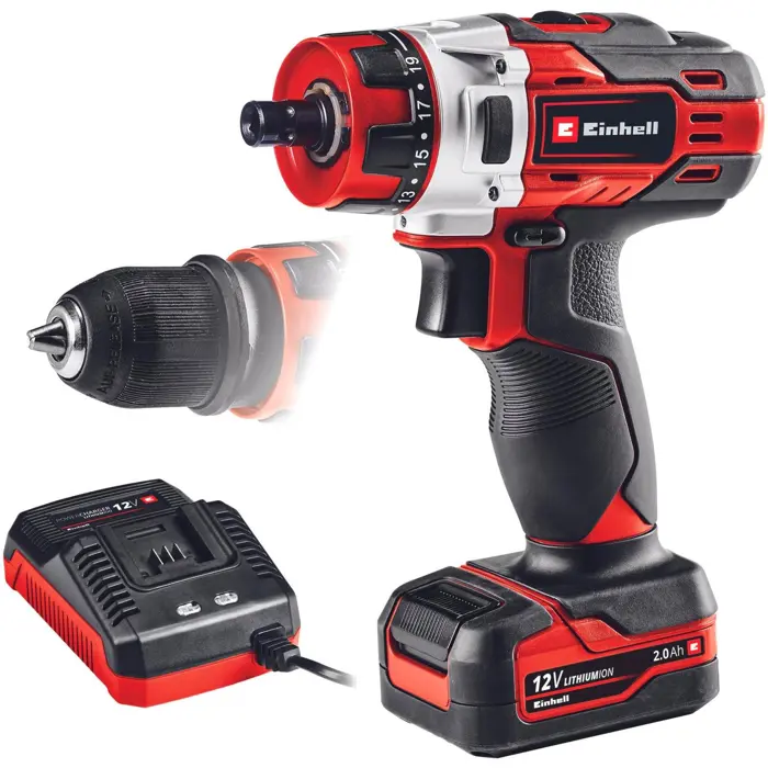 Einhell Cordless Drill TE-CD 12/1 X-Li, 12V (red/black, Li-Ion battery 2Ah)