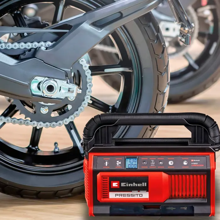 Einhell hybrid compressor PRESSITO 18/25 Hybrid, 18Volt / 220Volt (red/black, without battery and charger)